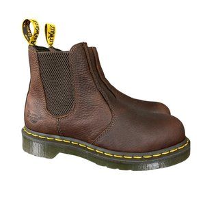Dr. Doc Martens Airwair Womens 5 Brown Steel Toe Slip Resistant Safety Boots
